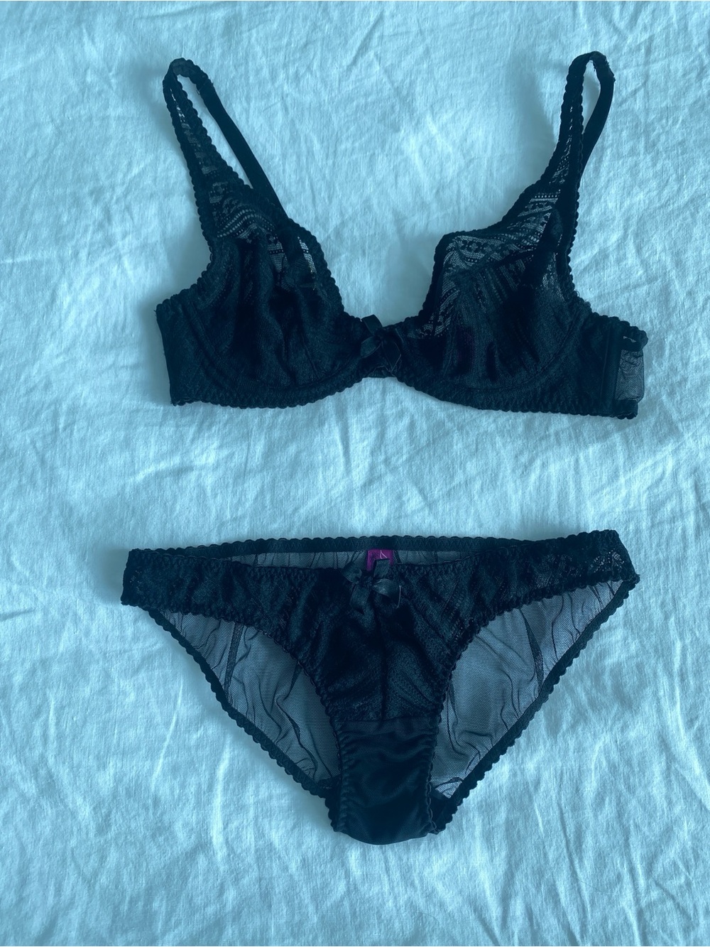 Agent Provocateur L’Agent Black Lace Underwire Bra & Bikini Panty Set